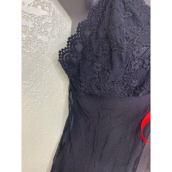Black Lace Open Front Mesh Lingerie Top Size Extra Large - Picture 4 of 8